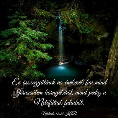 Picture 03 - Nehémiás 12:28 KAR - És összegyûlének az énekesek fiai mind - Bible Verse Picture