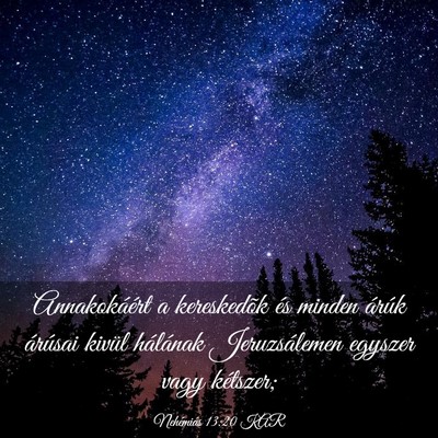 Picture 03 - Nehémiás 13:20 KAR - Annakokáért a kereskedõk és minden árúk - Bible Verse Picture