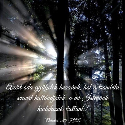 Picture 03 - Nehémiás 4:20 KAR - Azért oda gyûljetek hozzánk, hol a trombita - Bible Verse Picture