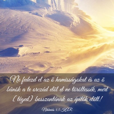 Picture 03 - Nehémiás 4:5 KAR - Ne fedezd el az õ hamisságokat és az õ - Bible Verse Picture
