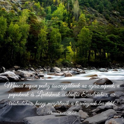 Picture 03 - Nehémiás 8:13 KAR - Másod napon pedig összegyûlének az egész - Bible Verse Picture