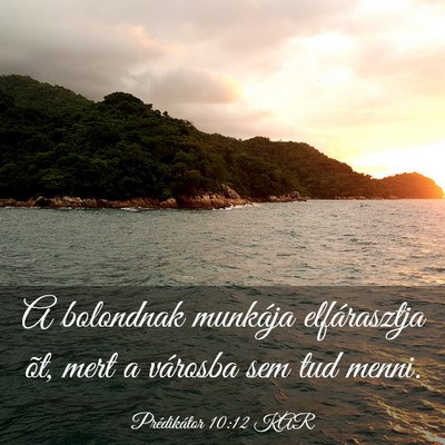 Picture 03 - Prédikátor 10:12 KAR - A bolondnak munkája elfárasztja õt, mert a - Bible Verse Picture