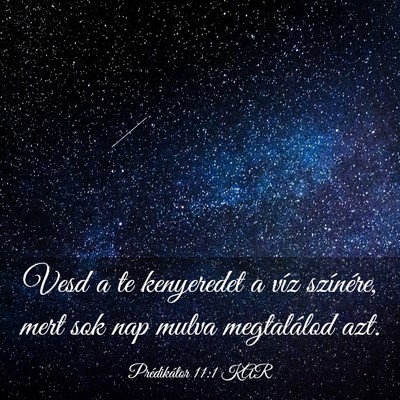 Picture 03 - Prédikátor 11:1 KAR - Vesd a te kenyeredet a víz színére, mert sok - Bible Verse Picture