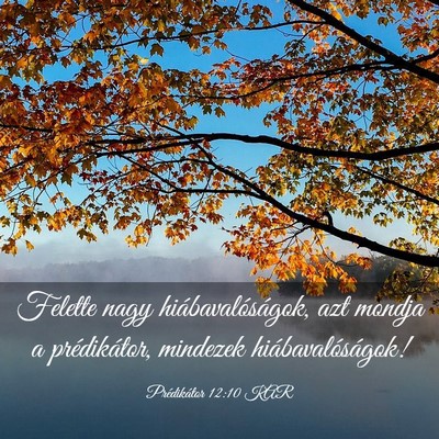 Picture 03 - Prédikátor 12:10 KAR - Felette nagy hiábavalóságok, azt mondja a - Bible Verse Picture