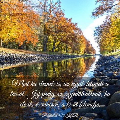 Picture 03 - Prédikátor 4:10 KAR - Mert ha elesnek is, az egyik felemeli a társát. - Bible Verse Picture