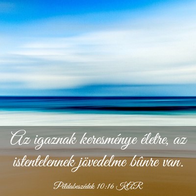 Picture 03 - Példabeszédek 10:16 KAR - Az igaznak keresménye életre, az istentelennek - Bible Verse Picture