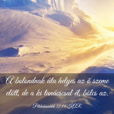 Picture 03 - Példabeszédek 12:14 KAR - A bolondnak úta helyes az õ szeme elõtt, de a - Bible Verse Picture