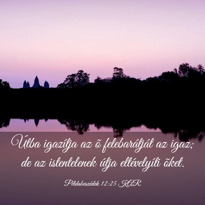 Picture 03 - Példabeszédek 12:25 KAR - Útba igazítja az õ felebarátját az igaz; de - Bible Verse Picture