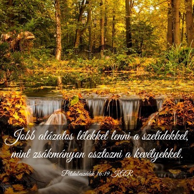 Picture 03 - Példabeszédek 16:19 KAR - Jobb alázatos lélekkel lenni a szelídekkel, - Bible Verse Picture