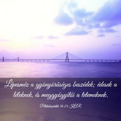 Picture 03 - Példabeszédek 16:24 KAR - Lépesméz a gyönyörûséges beszédek; édesek - Bible Verse Picture