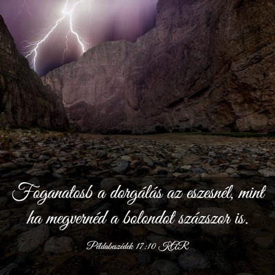 Picture 03 - Példabeszédek 17:10 KAR - Foganatosb a dorgálás az eszesnél, mint ha - Bible Verse Picture