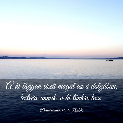 Picture 03 - Példabeszédek 18:9 KAR - A ki lágyan viseli magát az õ dolgában, - Bible Verse Picture