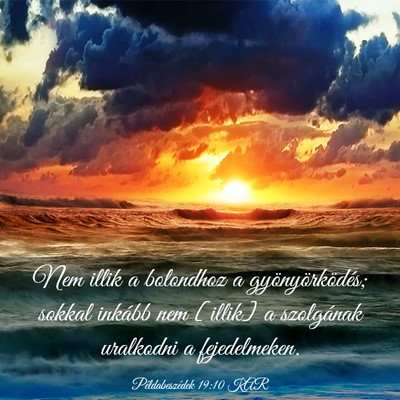 Picture 03 - Példabeszédek 19:10 KAR - Nem illik a bolondhoz a gyönyörködés; sokkal - Bible Verse Picture