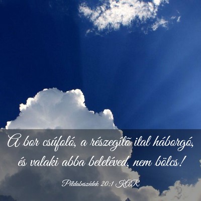 Picture 03 - Példabeszédek 20:1 KAR - A bor csúfoló, a részegítõ ital háborgó, - Bible Verse Picture