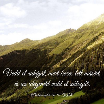Picture 03 - Példabeszédek 20:16 KAR - Vedd el ruháját, mert kezes lett másért, és - Bible Verse Picture