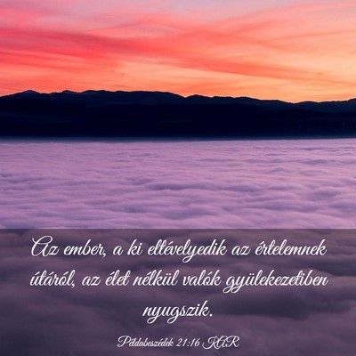 Picture 03 - Példabeszédek 21:16 KAR - Az ember, a ki eltévelyedik az értelemnek - Bible Verse Picture
