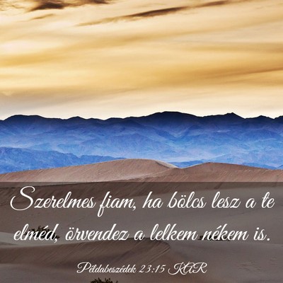 Picture 03 - Példabeszédek 23:15 KAR - Szerelmes fiam, ha bölcs lesz a te elméd, - Bible Verse Picture