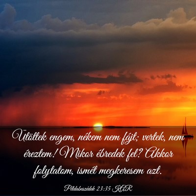 Picture 03 - Példabeszédek 23:35 KAR - Ütöttek engem, nékem nem fájt; vertek, nem - Bible Verse Picture