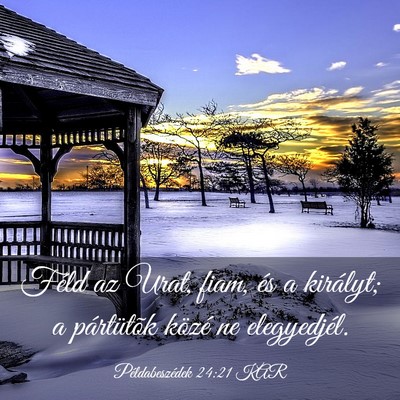Picture 03 - Példabeszédek 24:21 KAR - Féld az Urat, fiam, és a királyt; a - Bible Verse Picture