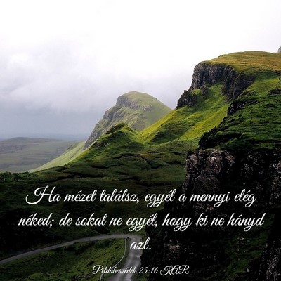 Picture 03 - Példabeszédek 25:16 KAR - Ha mézet találsz, egyél a mennyi elég néked; - Bible Verse Picture