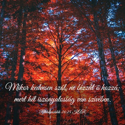 Picture 03 - Példabeszédek 26:25 KAR - Mikor kedvesen szól, ne bízzál õ hozzá; mert - Bible Verse Picture