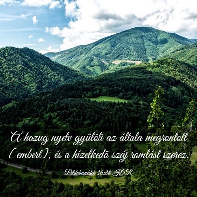 Picture 03 - Példabeszédek 26:28 KAR - A hazug nyelv gyûlöli az általa megrontott - Bible Verse Picture