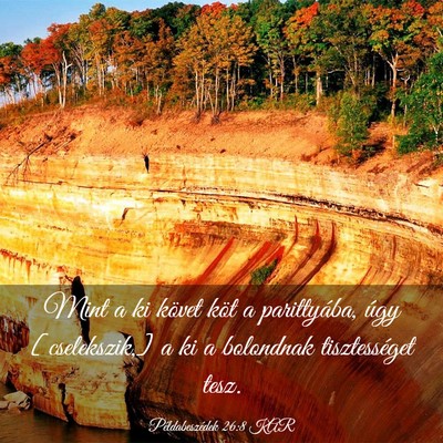 Picture 03 - Példabeszédek 26:8 KAR - Mint a ki követ köt a parittyába, úgy - Bible Verse Picture