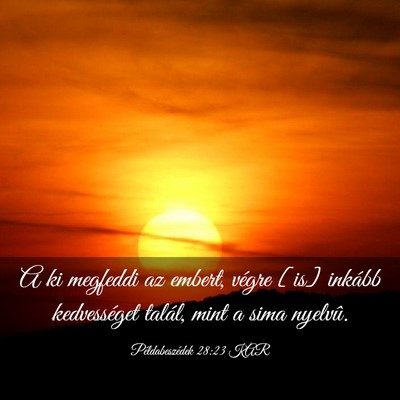Picture 03 - Példabeszédek 28:23 KAR - A ki megfeddi az embert, végre [is] inkább - Bible Verse Picture