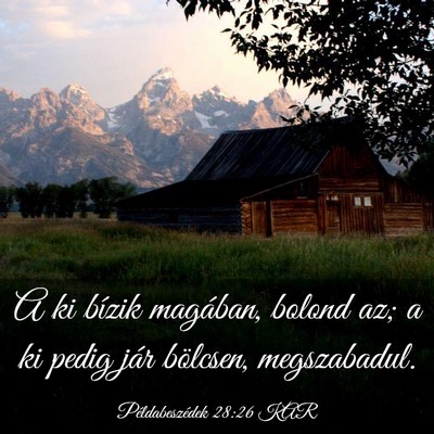 Picture 03 - Példabeszédek 28:26 KAR - A ki bízik magában, bolond az; a ki pedig jár - Bible Verse Picture