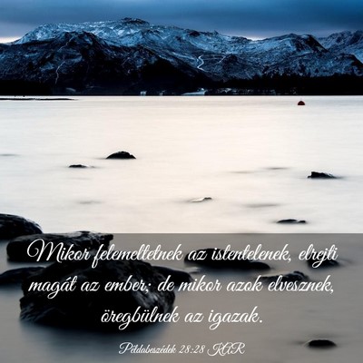Picture 03 - Példabeszédek 28:28 KAR - Mikor felemeltetnek az istentelenek, elrejti - Bible Verse Picture