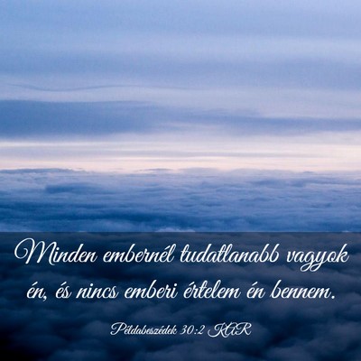 Picture 03 - Példabeszédek 30:2 KAR - Minden embernél tudatlanabb vagyok én, és - Bible Verse Picture