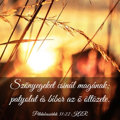 Picture 03 - Példabeszédek 31:22 KAR - Szõnyegeket csinál magának; patyolat és - Bible Verse Picture
