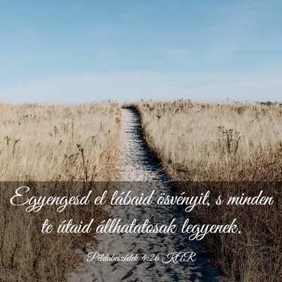 Picture 03 - Példabeszédek 4:26 KAR - Egyengesd el lábaid ösvényit, s minden te - Bible Verse Picture