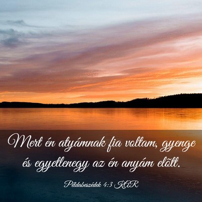 Picture 03 - Példabeszédek 4:3 KAR - Mert én atyámnak fia voltam, gyenge és - Bible Verse Picture