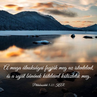 Picture 03 - Példabeszédek 5:22 KAR - A maga álnokságai fogják meg az istentelent, - Bible Verse Picture