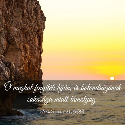 Picture 03 - Példabeszédek 5:23 KAR - Õ meghal fenyíték híján, és bolondságának - Bible Verse Picture