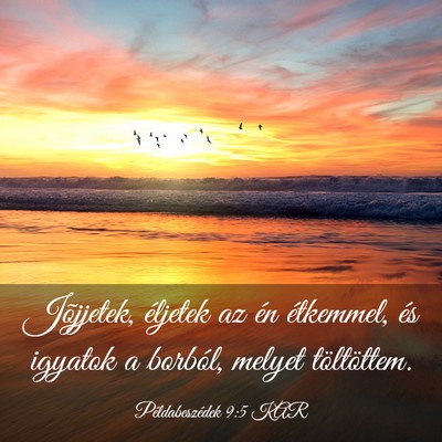 Picture 03 - Példabeszédek 9:5 KAR - Jõjjetek, éljetek az én étkemmel, és igyatok - Bible Verse Picture