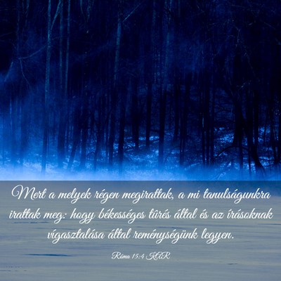 Picture 03 - Róma 15:4 KAR - Mert a melyek régen megirattak, a mi - Bible Verse Picture