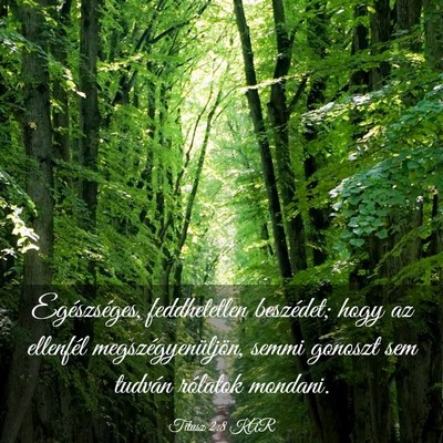 Picture 03 - Titusz 2:8 KAR - Egészséges, feddhetetlen beszédet; hogy az - Bible Verse Picture