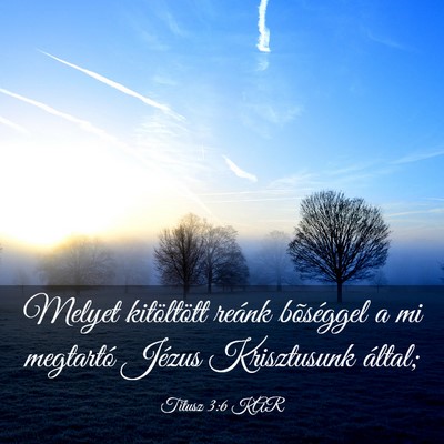 Picture 03 - Titusz 3:6 KAR - Melyet kitöltött reánk bõséggel a mi - Bible Verse Picture