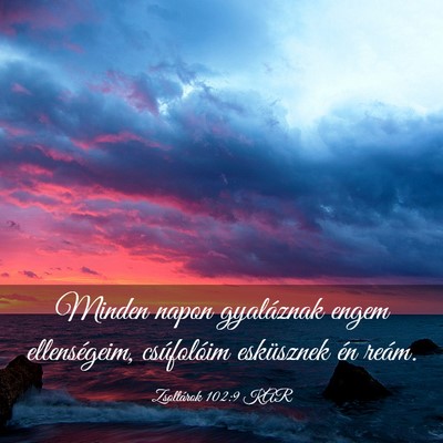 Picture 03 - Zsoltárok 102:9 KAR - Minden napon gyaláznak engem ellenségeim, - Bible Verse Picture