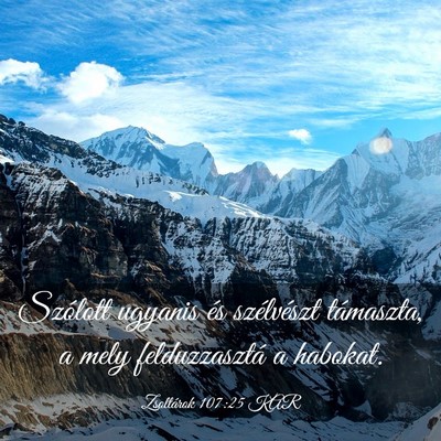 Picture 03 - Zsoltárok 107:25 KAR - Szólott ugyanis és szélvészt támaszta, a - Bible Verse Picture