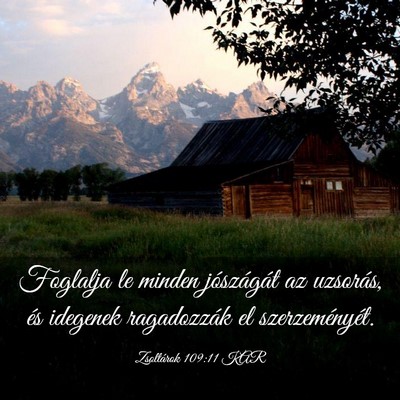 Picture 03 - Zsoltárok 109:11 KAR - Foglalja le minden jószágát az uzsorás, és - Bible Verse Picture