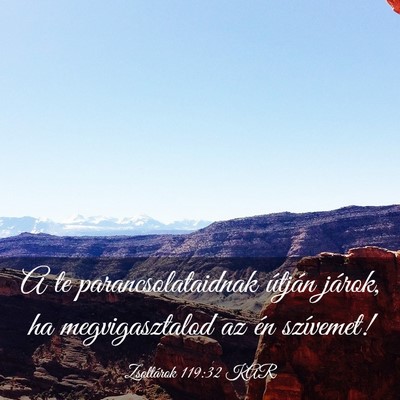 Picture 03 - Zsoltárok 119:32 KAR - A te parancsolataidnak útján járok, ha - Bible Verse Picture