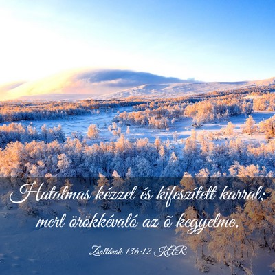 Picture 03 - Zsoltárok 136:12 KAR - Hatalmas kézzel és kifeszített karral; mert - Bible Verse Picture