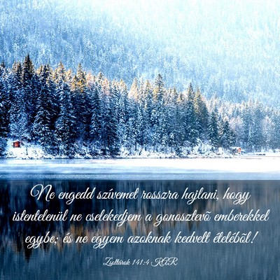 Picture 03 - Zsoltárok 141:4 KAR - Ne engedd szívemet rosszra hajlani, hogy - Bible Verse Picture