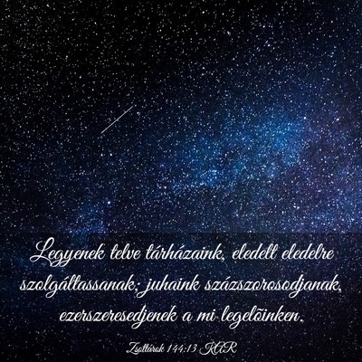 Picture 03 - Zsoltárok 144:13 KAR - Legyenek telve tárházaink, eledelt eledelre - Bible Verse Picture