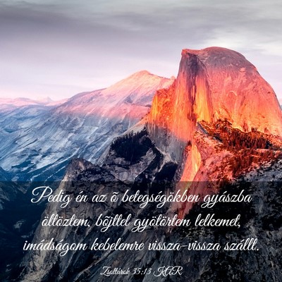Picture 03 - Zsoltárok 35:13 KAR - Pedig én az õ betegségökben gyászba - Bible Verse Picture