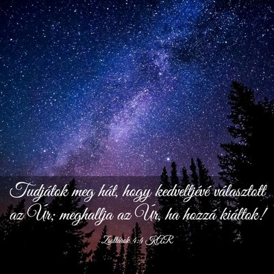 Picture 03 - Zsoltárok 4:4 KAR - Tudjátok meg hát, hogy kedveltjévé - Bible Verse Picture