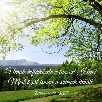 Picture 03 - Zsoltárok 44:22 KAR - Nemde kifürkészte volna ezt Isten? Mert õ jól - Bible Verse Picture